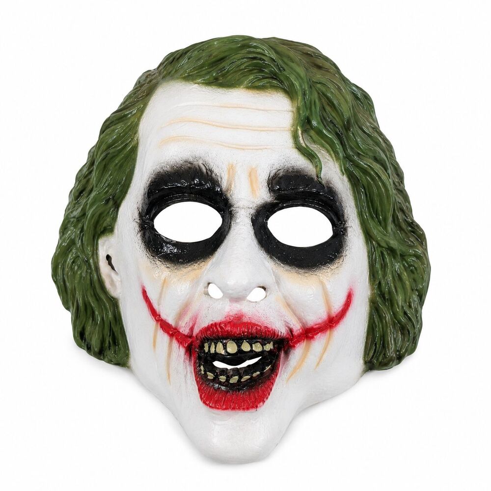 Joker Style Evil Clown Adult Halloween Mask Green Hair Horror Costume